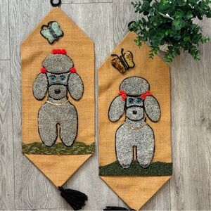 Vintage kitschy Poodle Wall Hangings with Tassels
